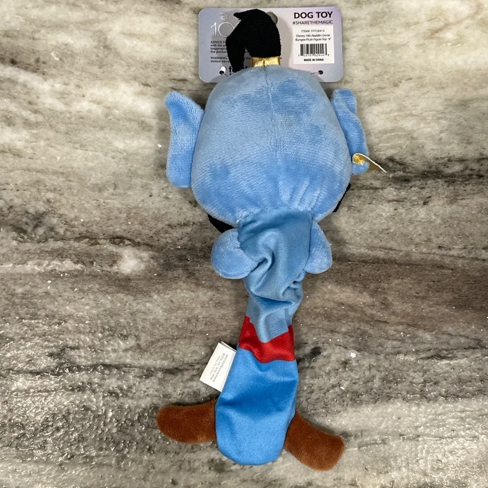 Disney 100 Aladdin GENIE Plush Bungee TUG TOY for Small Dogs Squeaker Crinkle